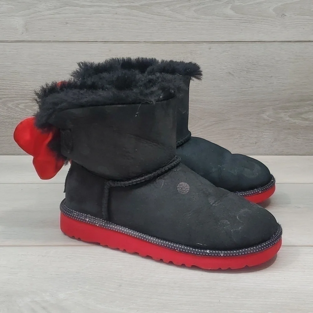 DisneyvUgg Australia Kids Girls Mini Limit  Leather boots sheepskin shoes 1
